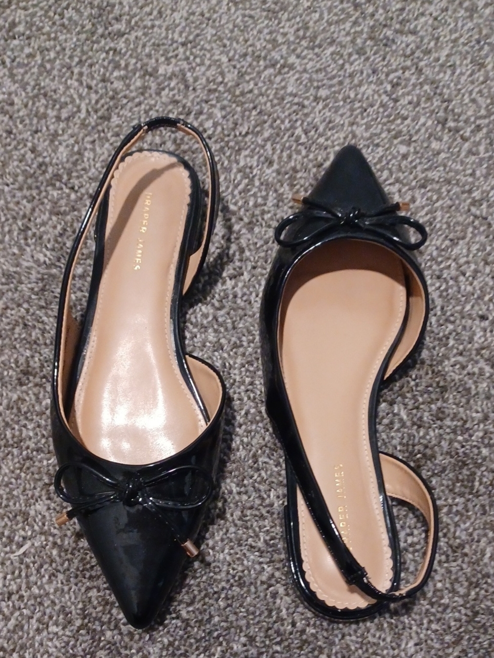 Black Pointed Toe Slingback Flats